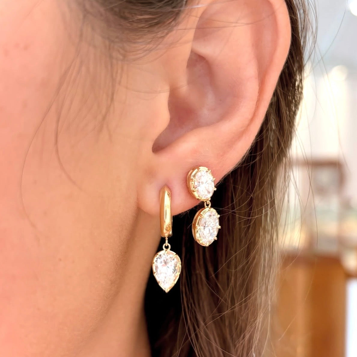 Lab Grown Diamond Double Drop Earrings