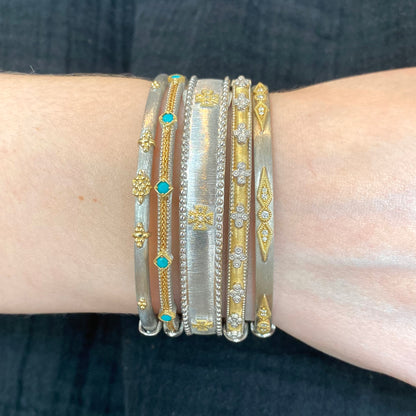 Mixed Metal Beaded Trio Bangle