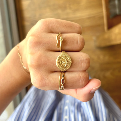 Snake Ring with Diamond Eyes