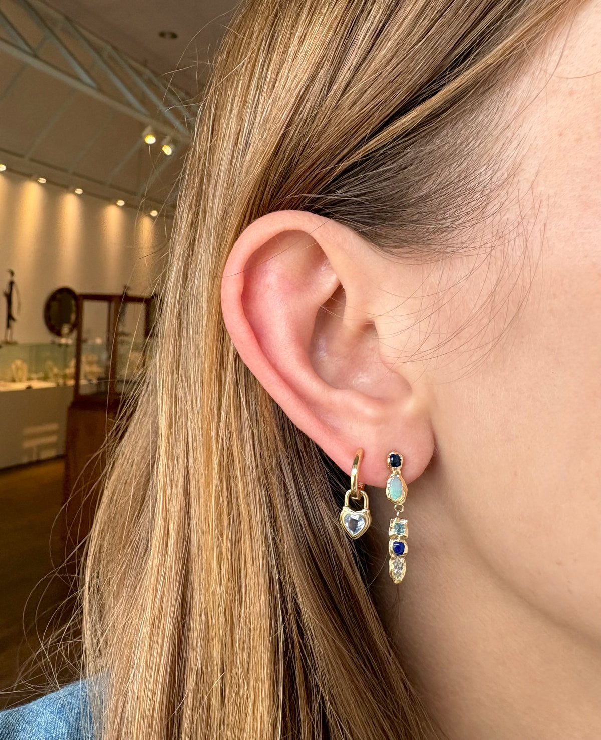 Blue Sapphire Heart Earring Charms