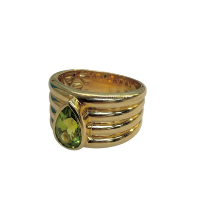 Tear Drop Peridot Multi-Banded Ring
