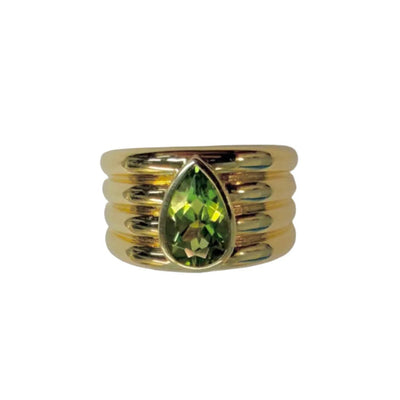 Tear Drop Peridot Multi-Banded Ring