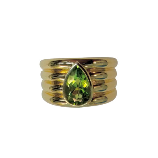 Tear Drop Peridot Multi-Banded Ring