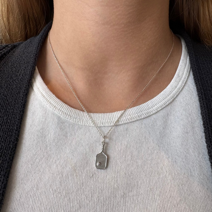 Silver Pickleball Paddle Charm