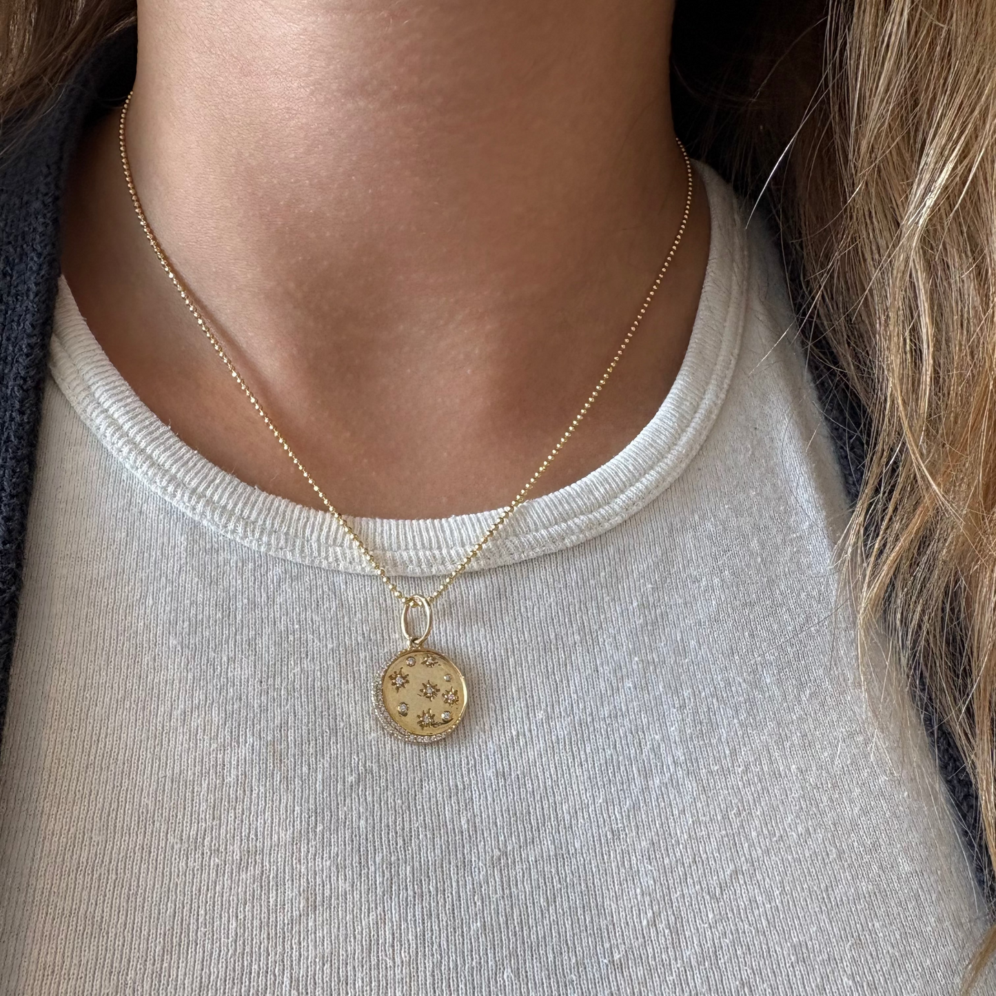 Scattered Star & Moon Diamond Pendant