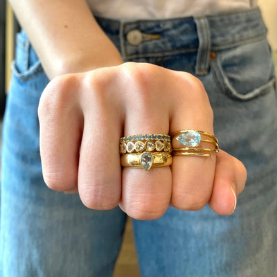 Eternity Blue Topaz Bezel Heart Ring
