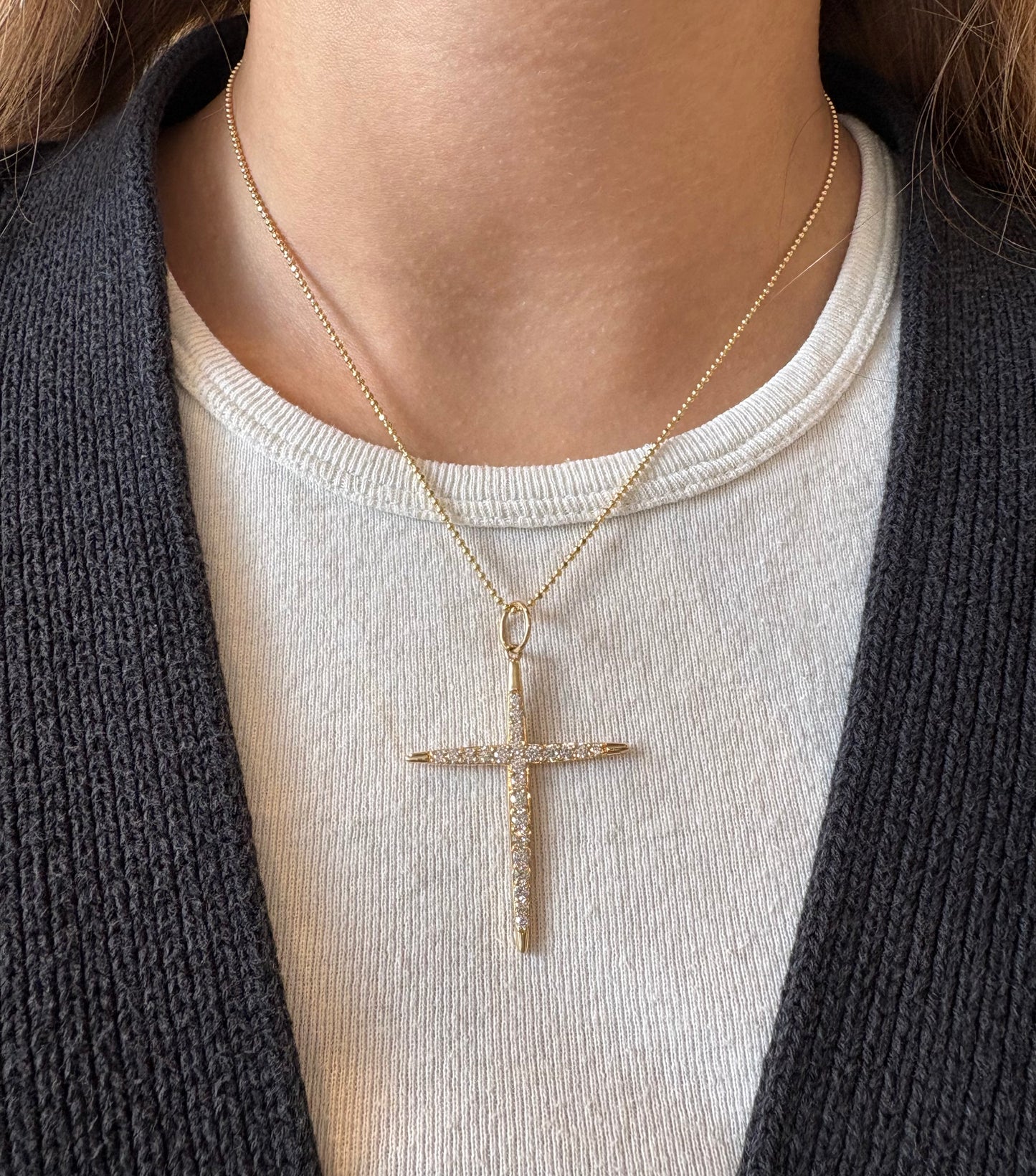 Yellow Gold Diamond Cross Pendant