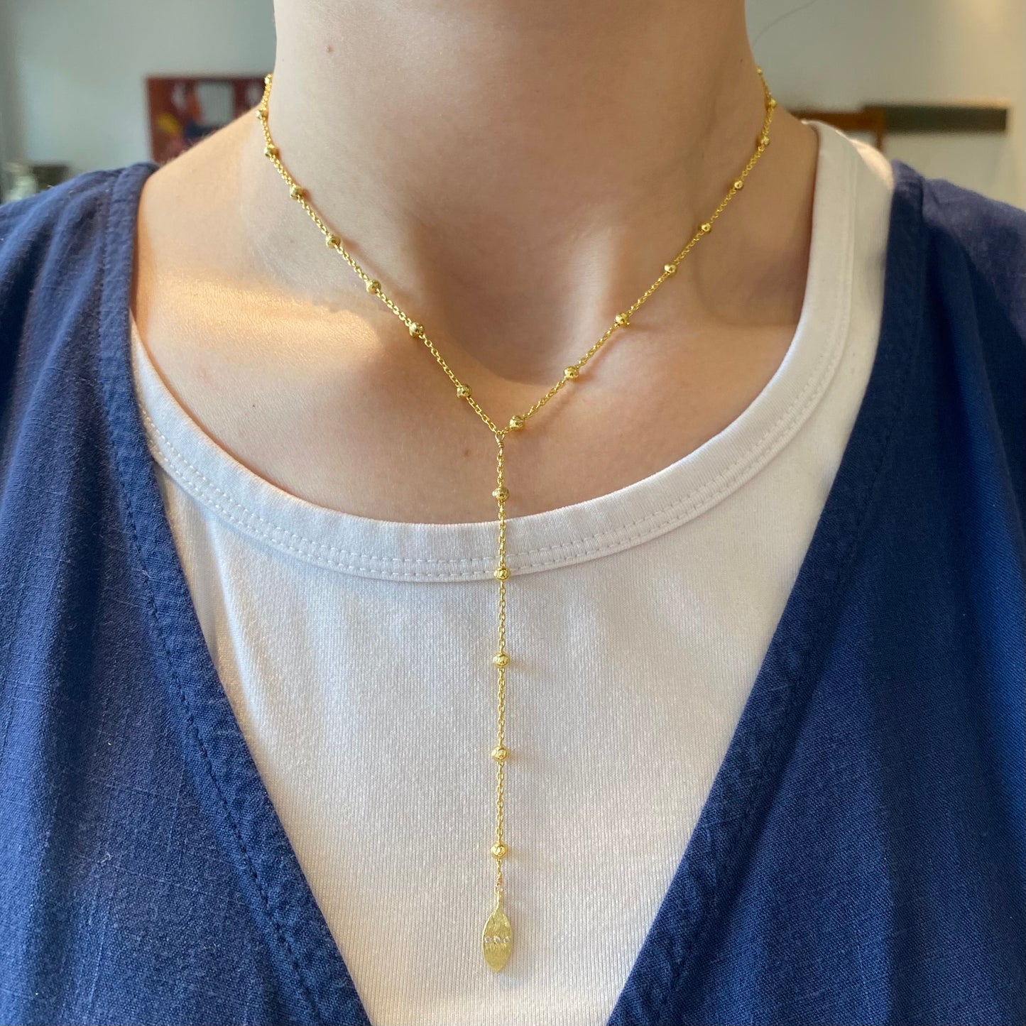 Yaeli Ball Chain Lariat Necklace