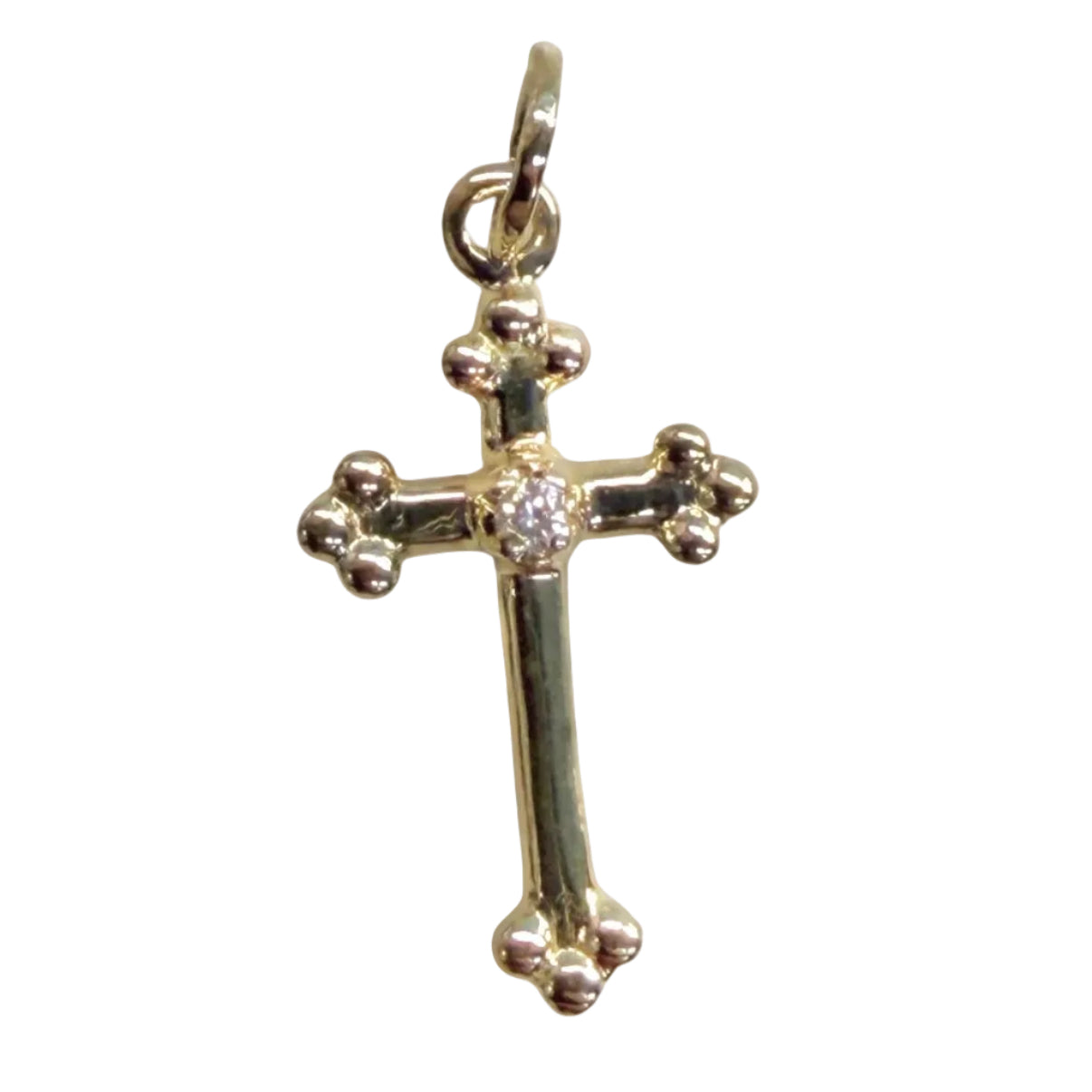 Gold Fleury & Diamond Cross Pendant