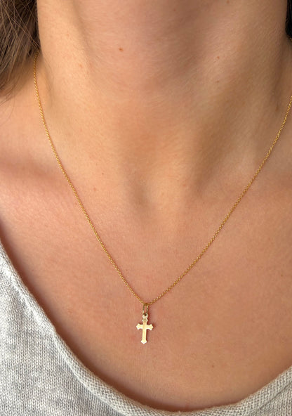 Gold Rounded Cross Pendant