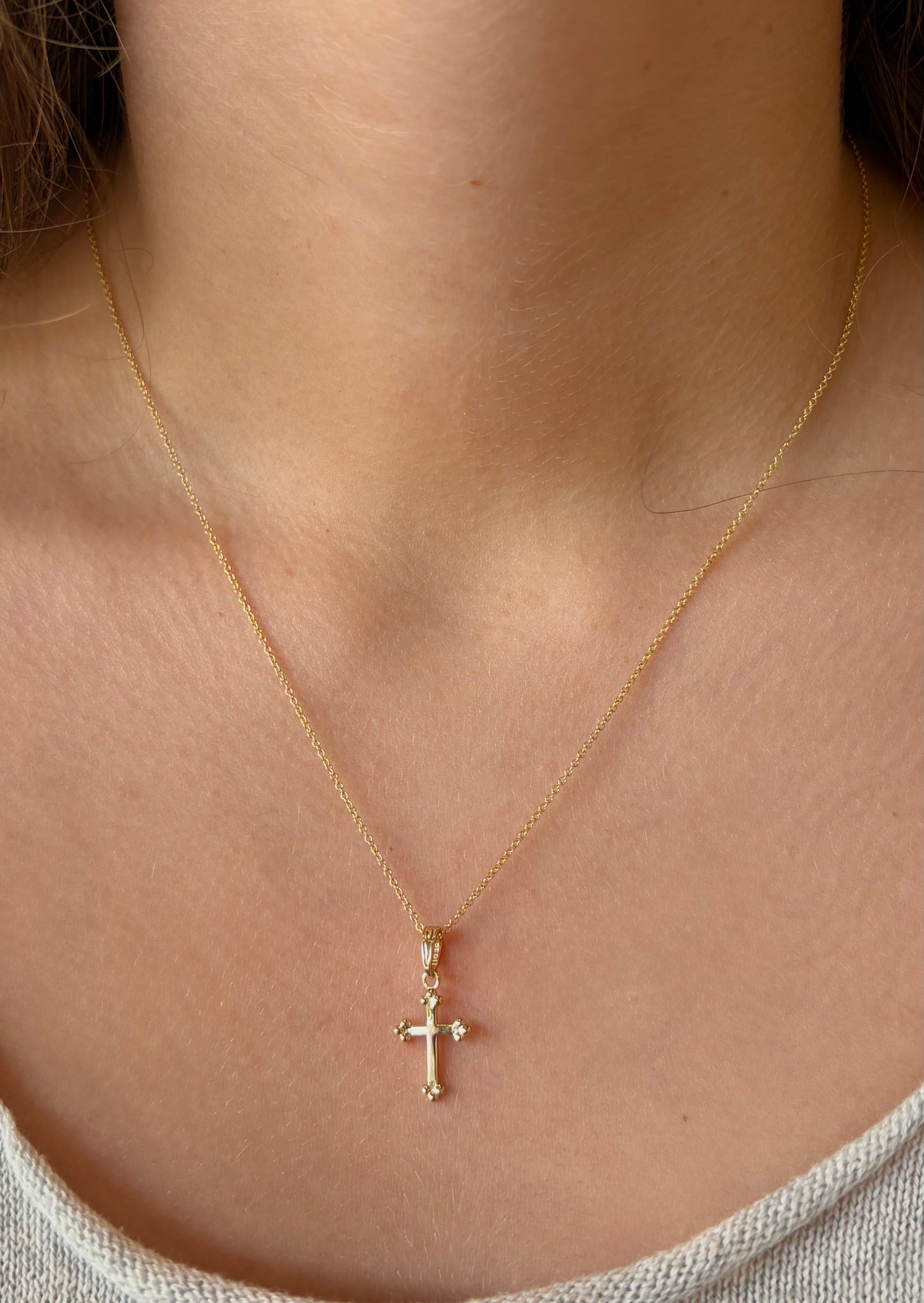 Gold Fleury Cross Pendant