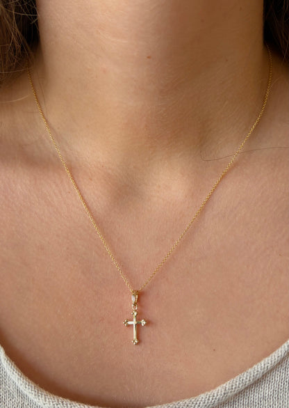 Gold Fleury Cross Pendant
