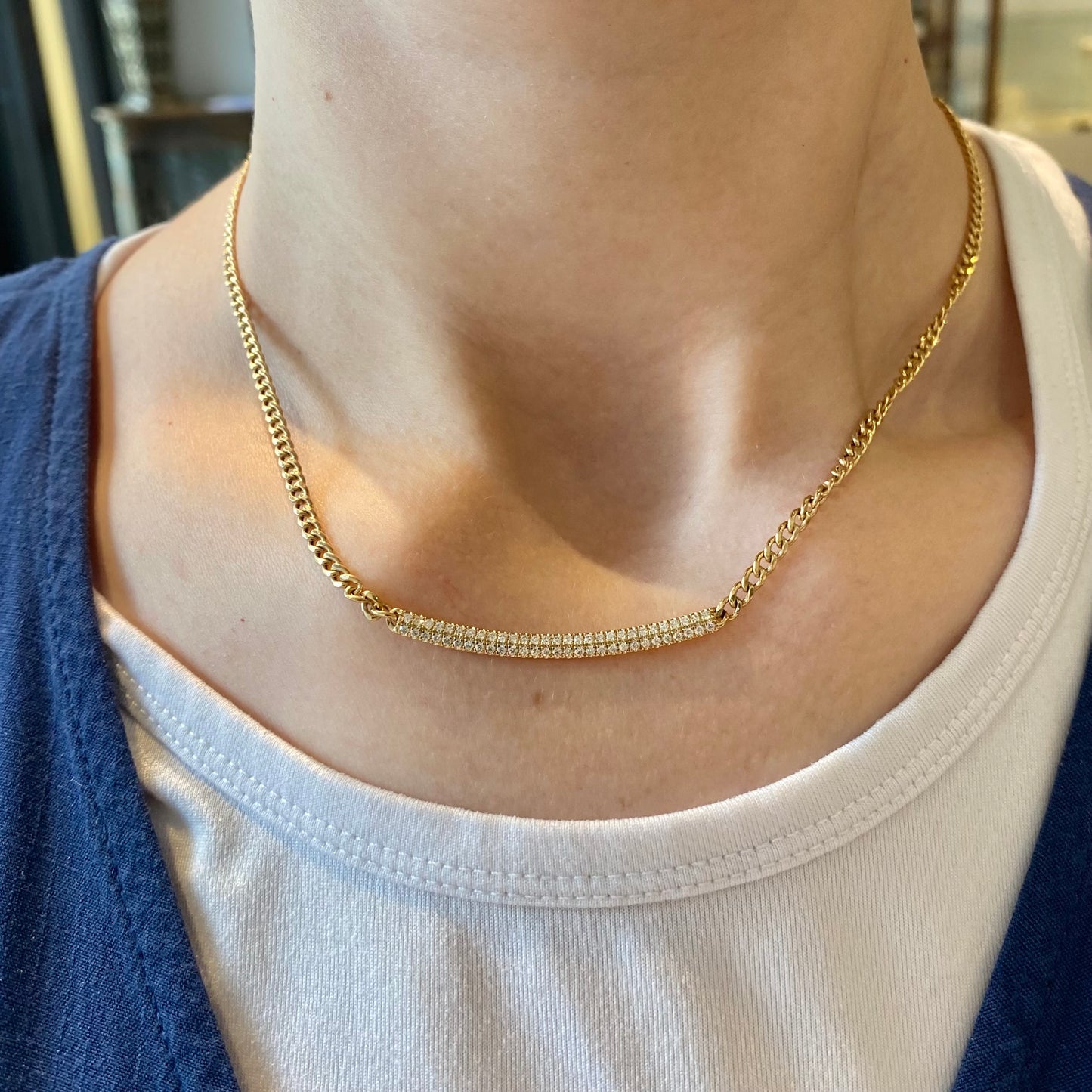Sylvie Rose Cuban Chain Long Bar Necklace