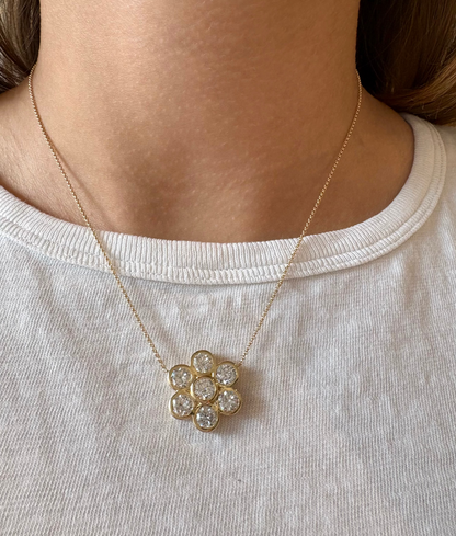 Bezel Set Daisy Lab Diamond Necklace