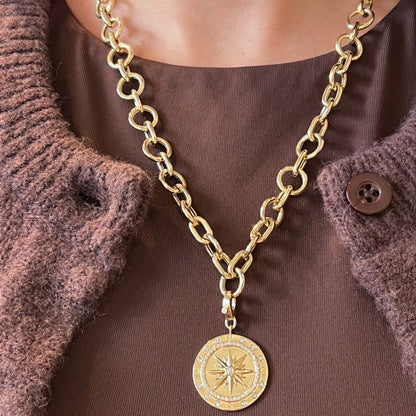 Gold and Diamond Compass Pendant