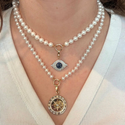 Diamond & Blue Sapphire Evil Eye Charm
