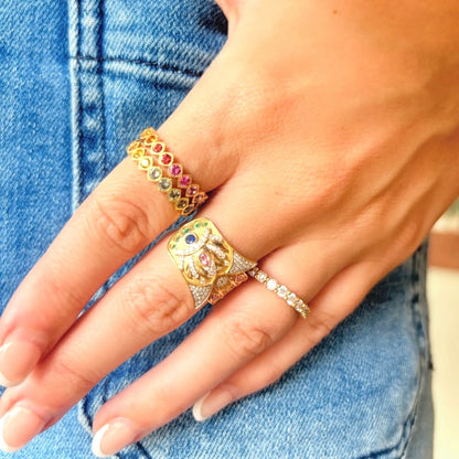 Bejeweled Sideways Hamsa Ring