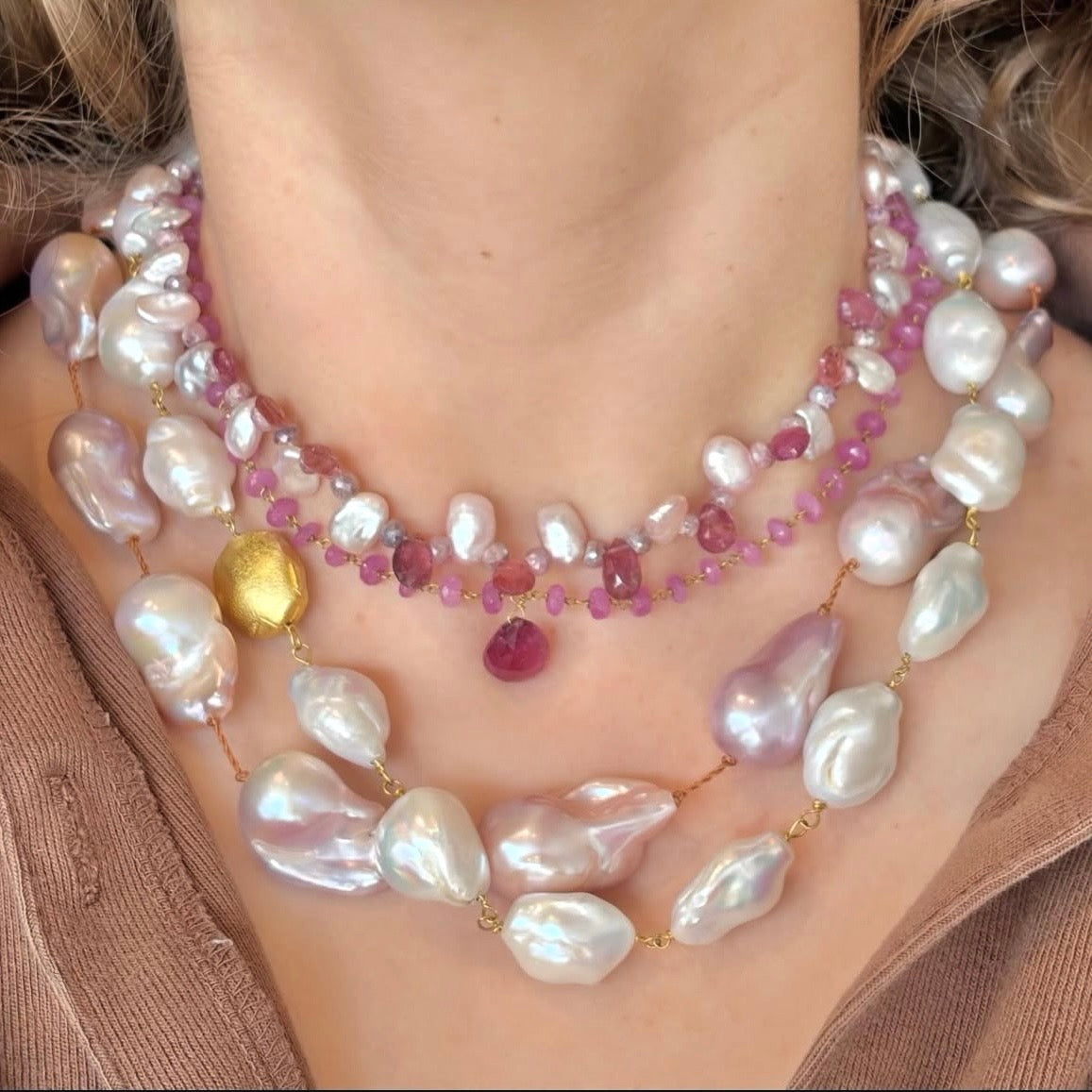 Ruby Wire Wrap Chain Necklace