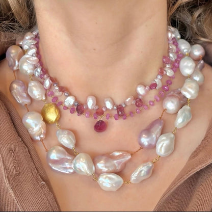 Ruby Wire Wrap Chain Necklace