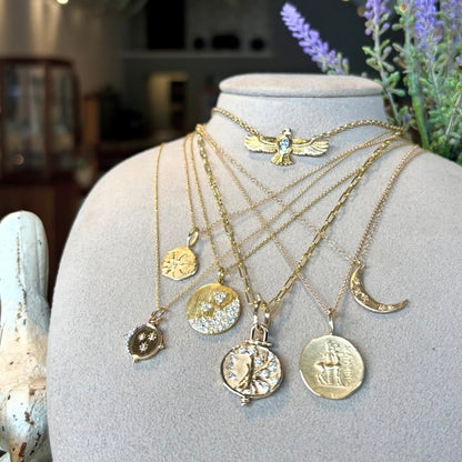 Brushed Gold Diamond Pendant