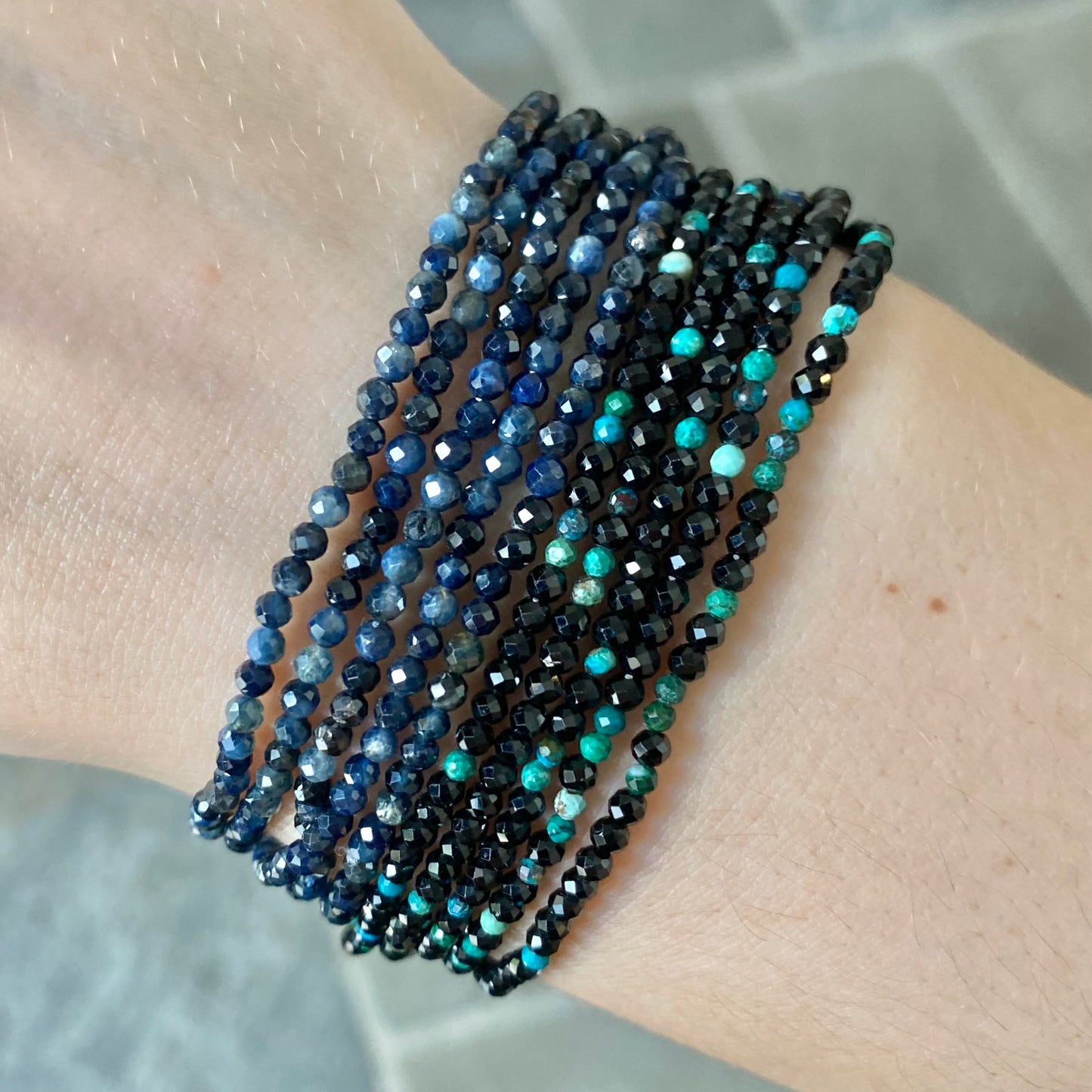 Black Spinel & Chrysocolla Bracelet