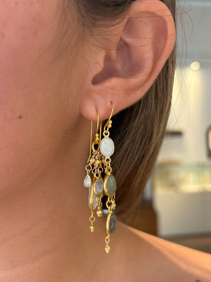 Long Mixed Stone Vermeil Earrings