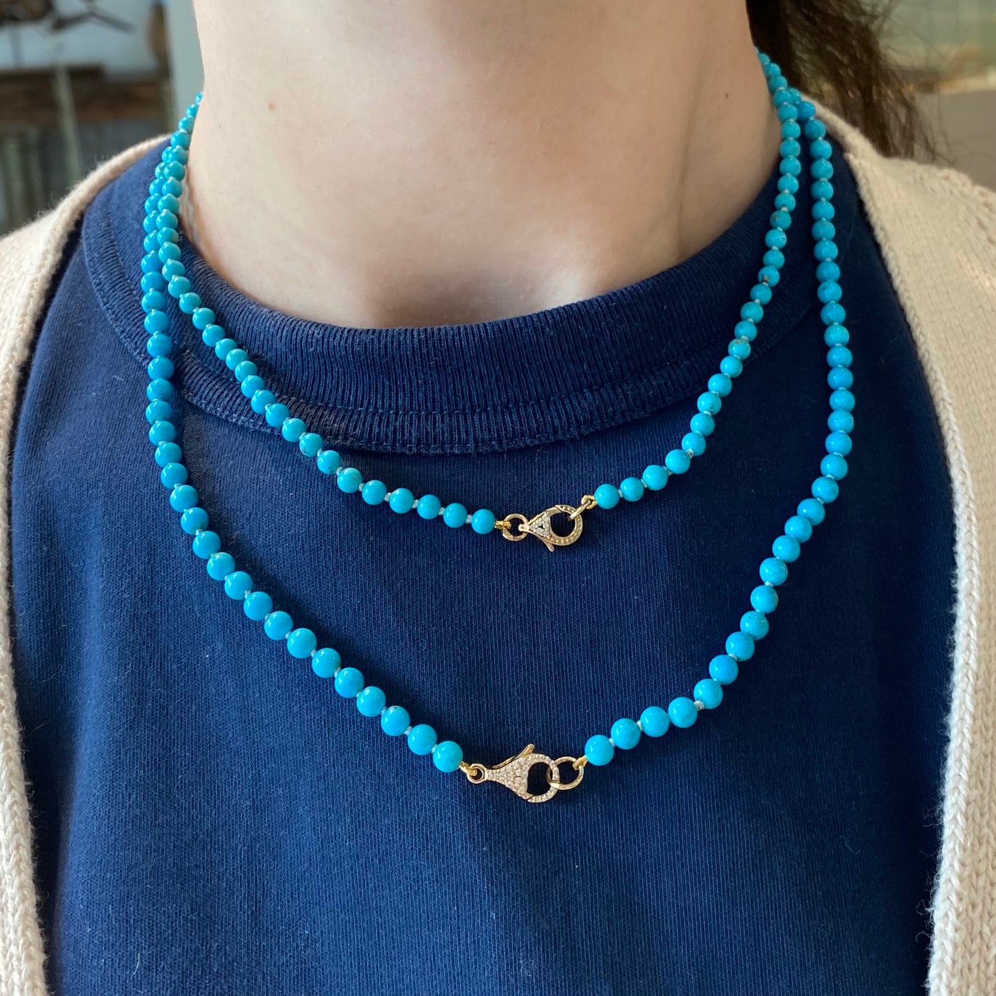 18" Turquoise Necklace with Diamond Clasp