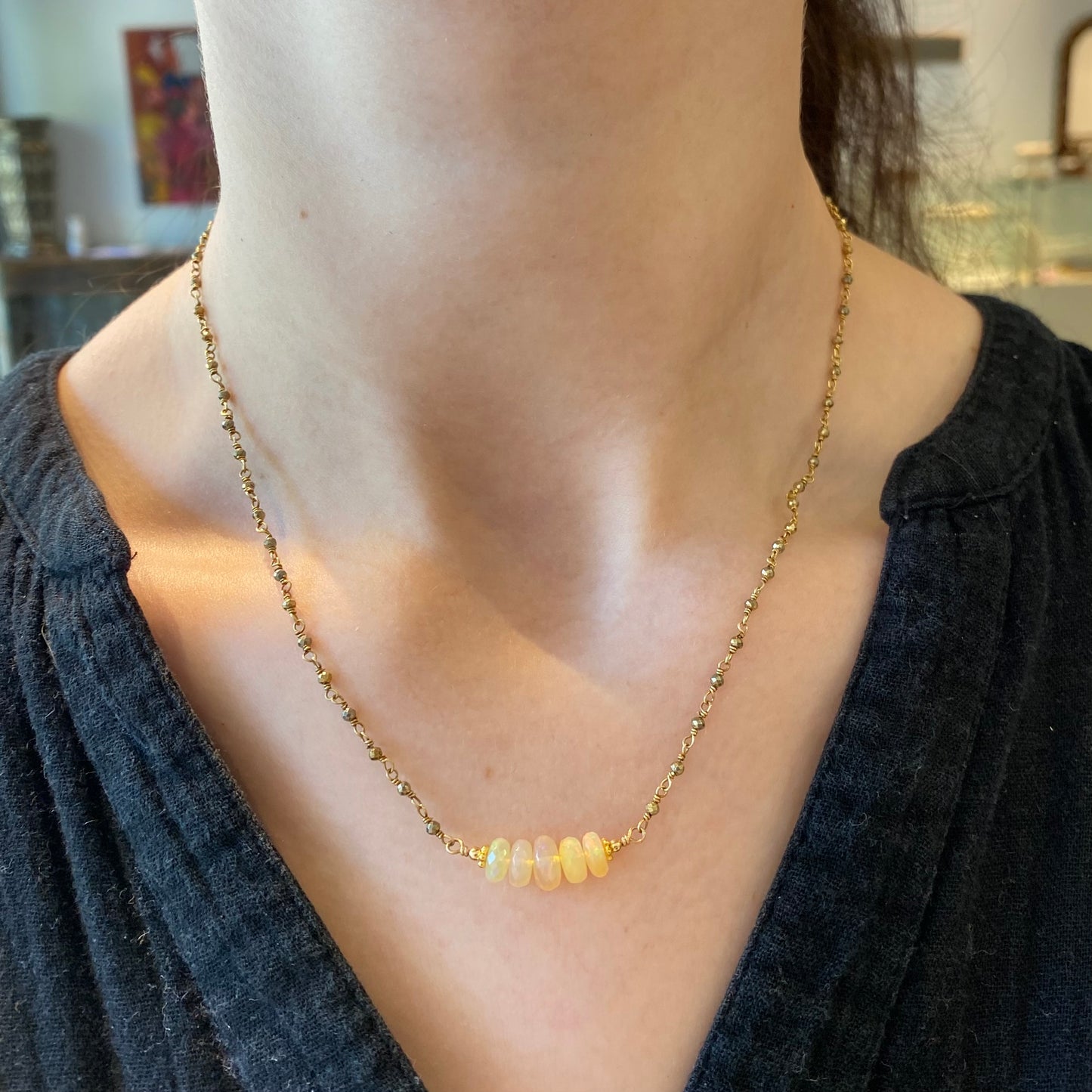 Ethiopian Opal & Pyrite Necklace