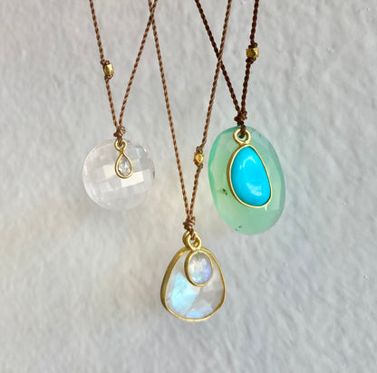Rainbow Moonstone Duo Necklace
