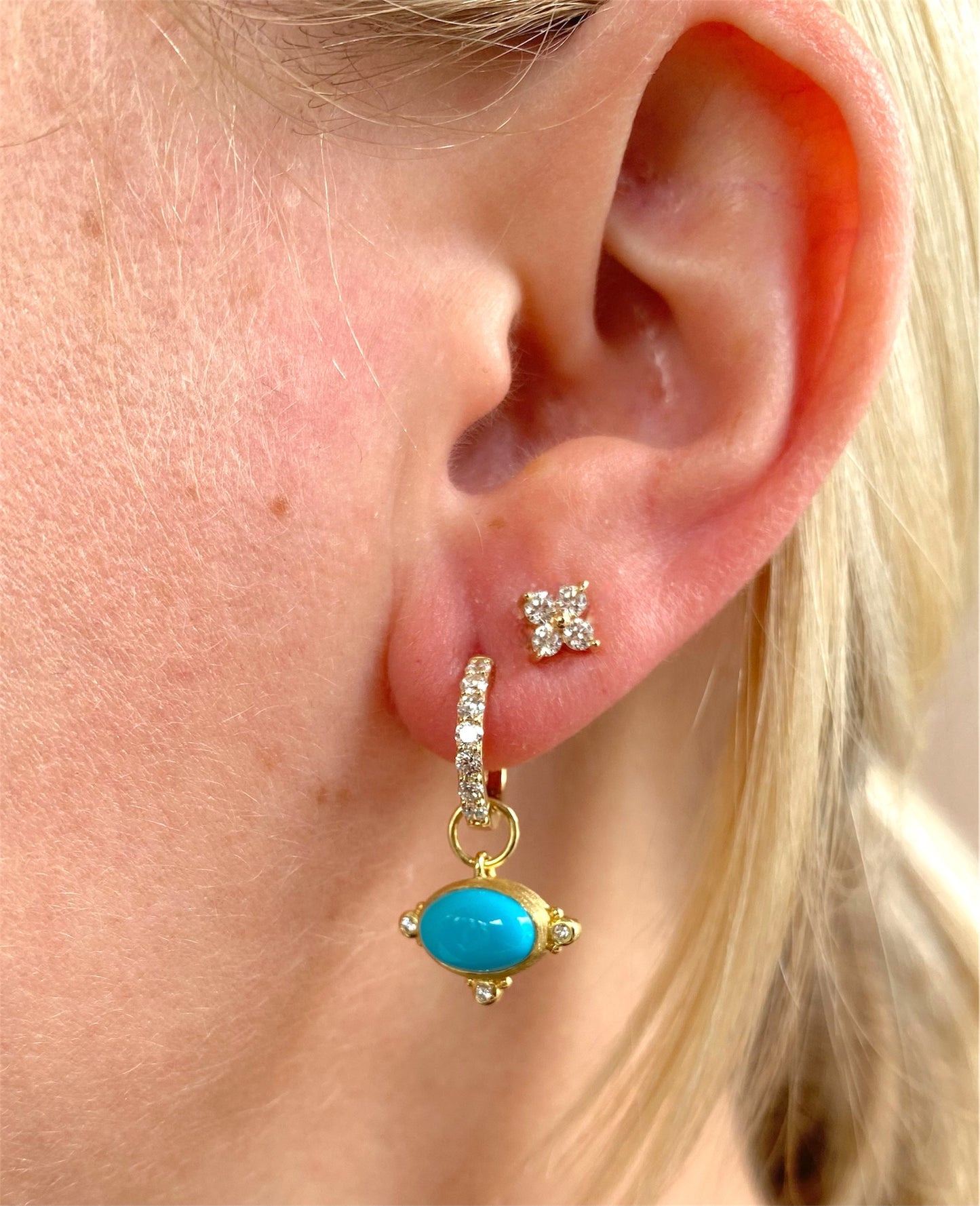 Provence Faceted Oval and Diamond Earring Charms
