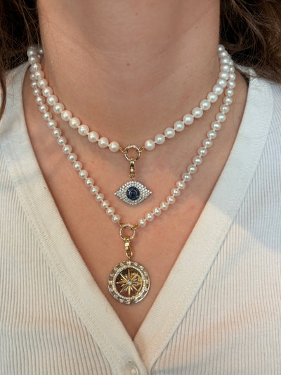 6mm Freshwater Pearl Knot Necklace with Gold Diamond Enhancer