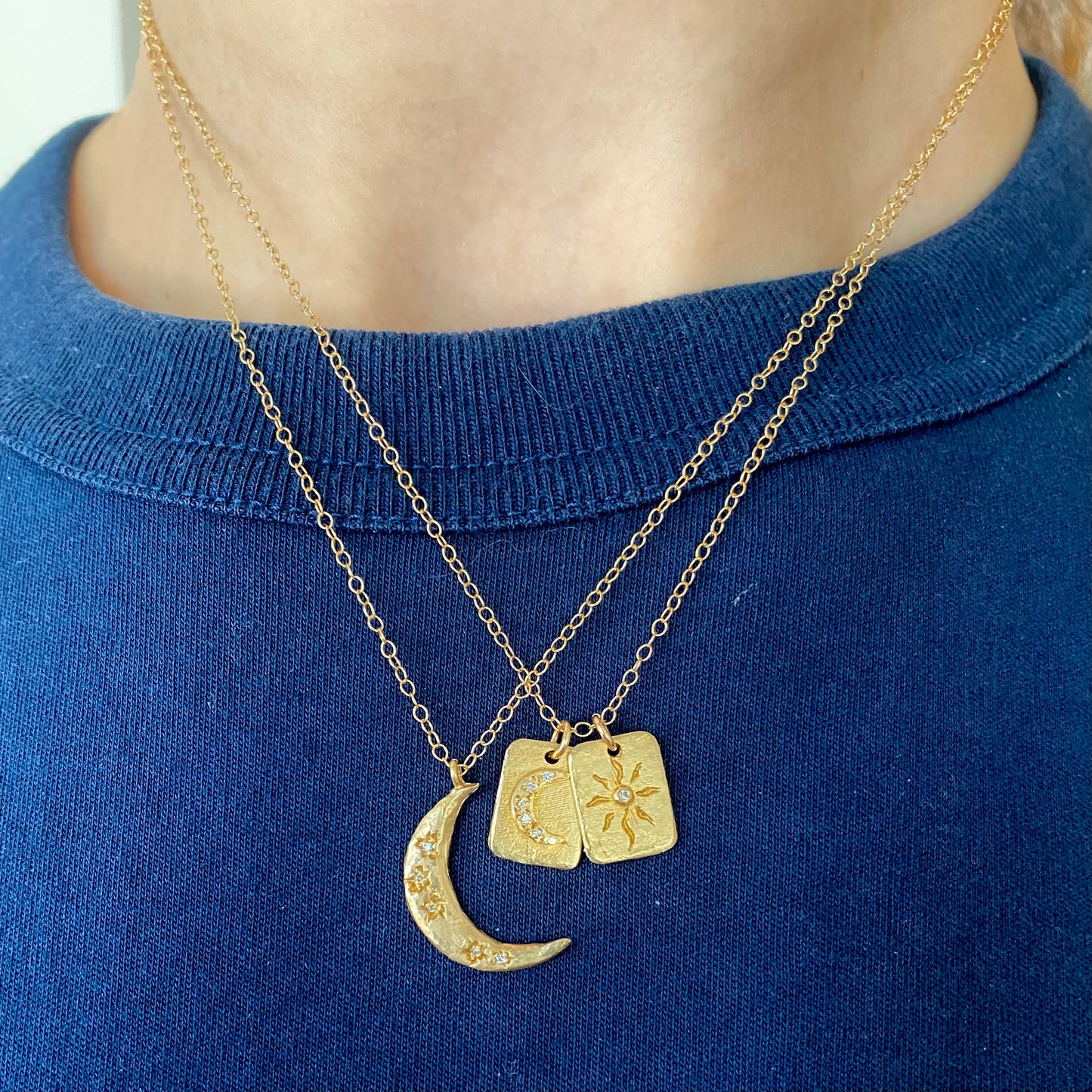 Sun & Moon Dog Tags Necklace