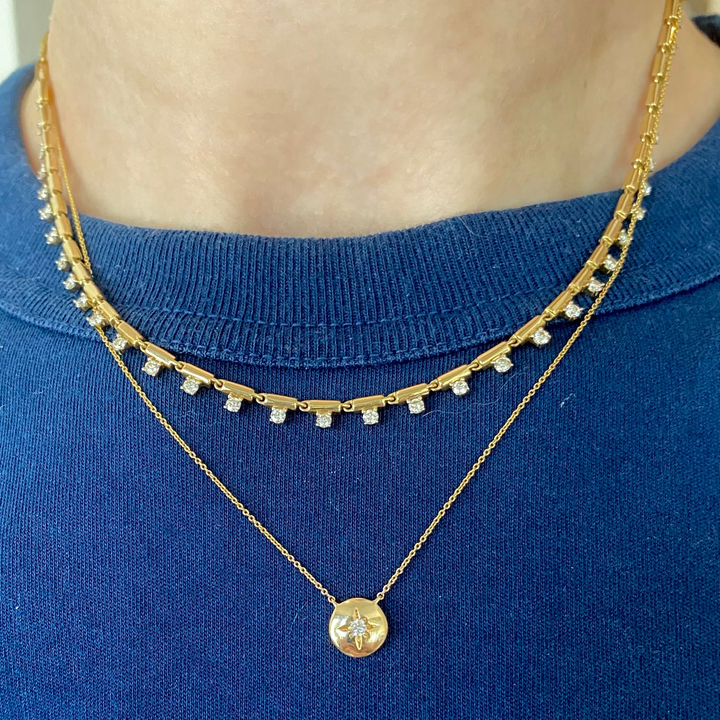 Tile Link & Diamond Necklace