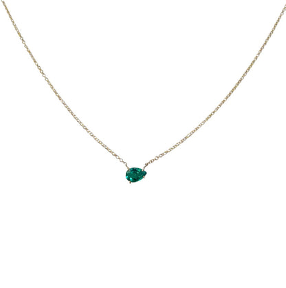 East West Pear Lab Grown Emerald Necklace