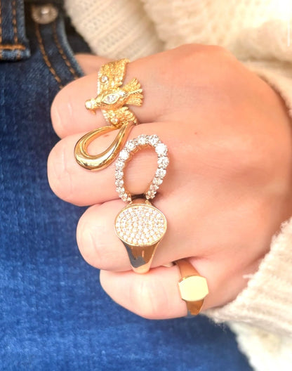 Gold and Diamond Wave Bypass Ring