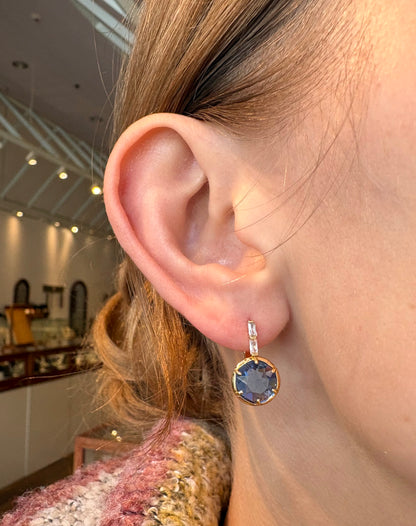 Blue Glass & CZ Huggies