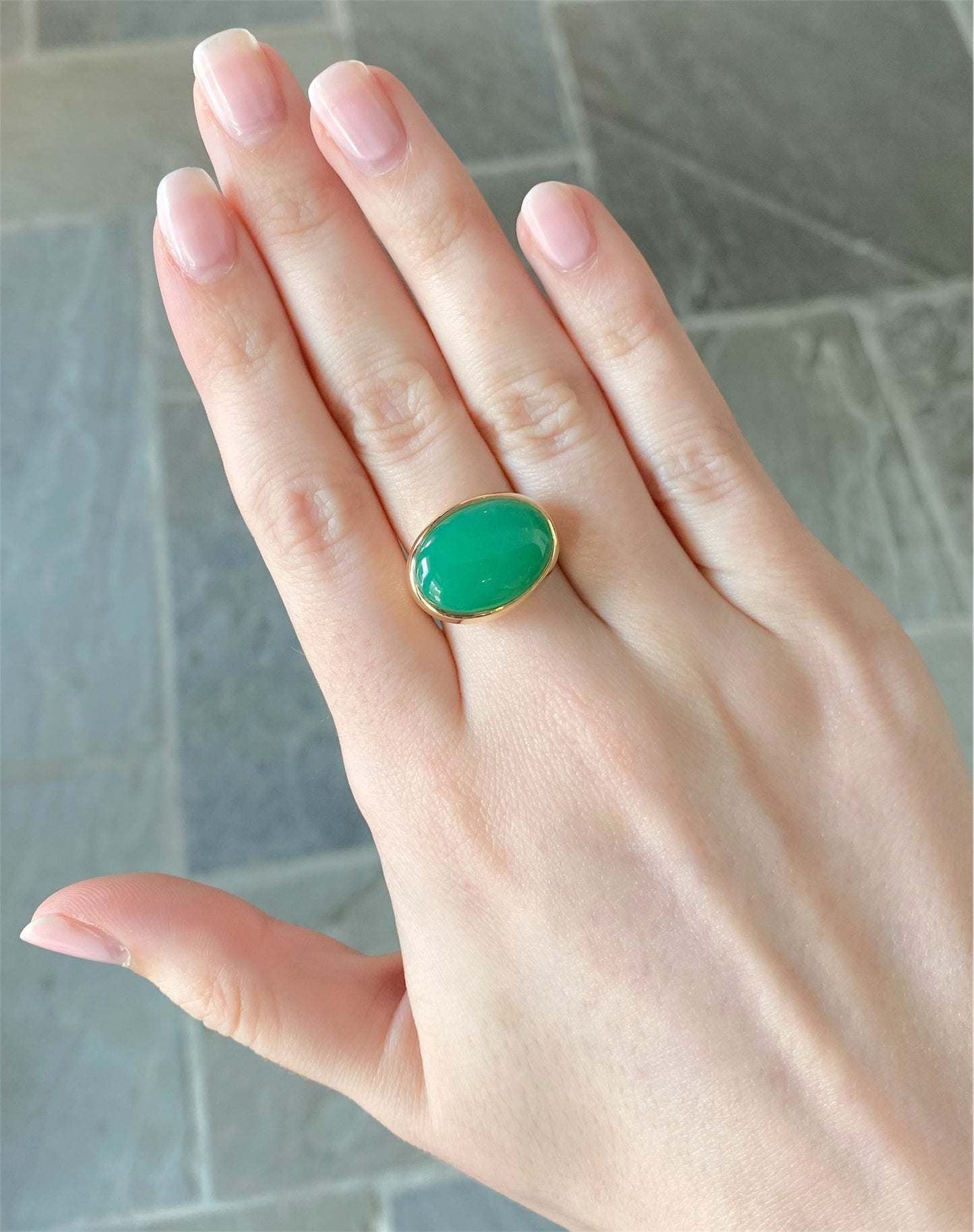 Bezel Set Chrysoprase Ring