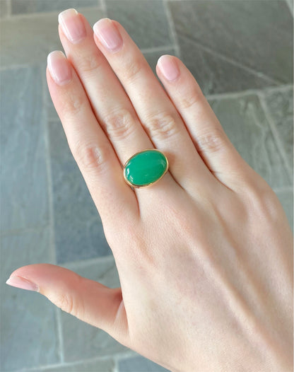 Bezel Set Chrysoprase Ring
