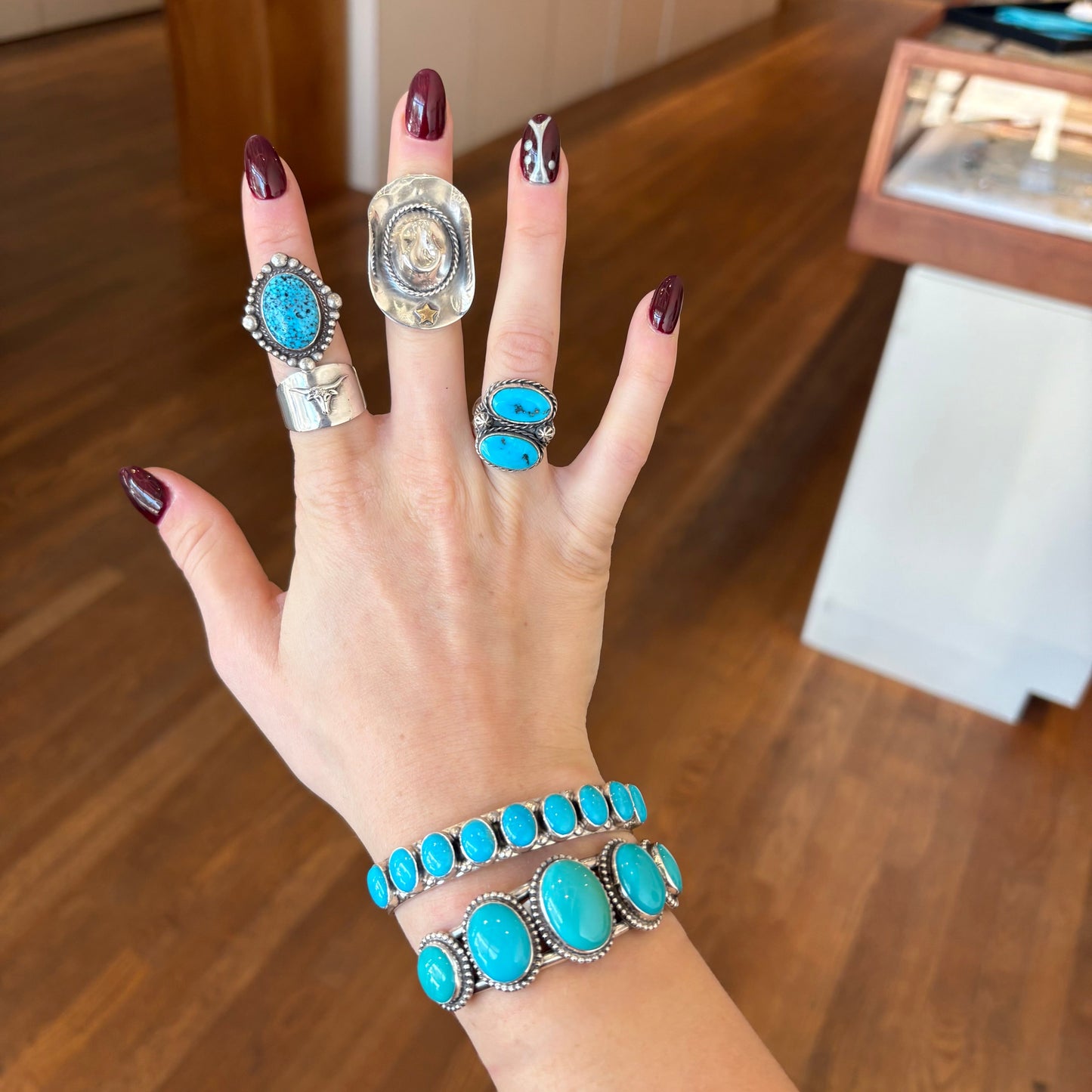 Five Stone Turquoise Cuff Bracelet