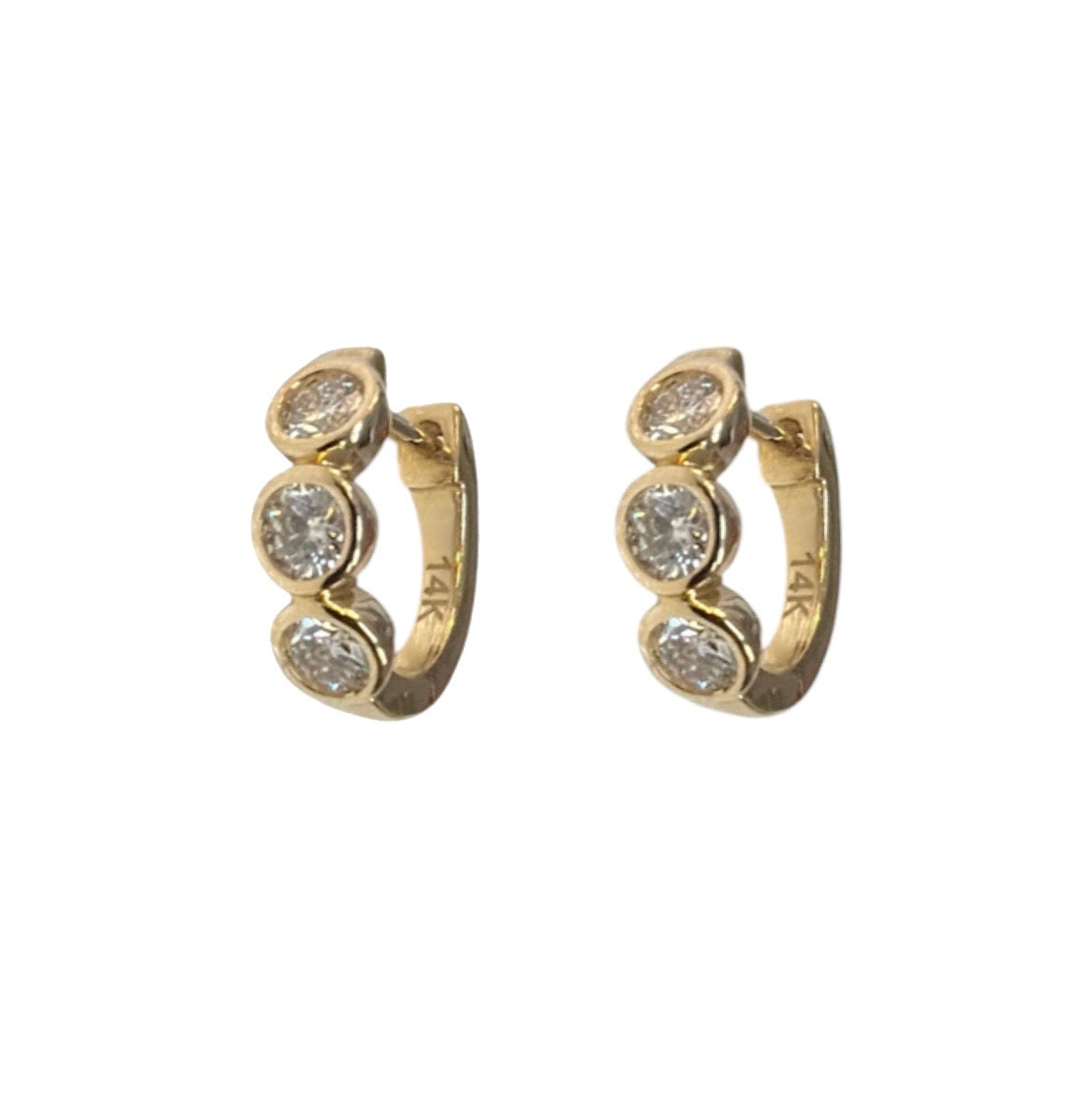 Bezel Set Diamond Trio Huggies
