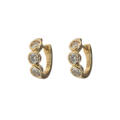 Bezel Set Diamond Trio Huggies