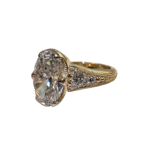 Gold and Lab Grown Oval Diamond Ring