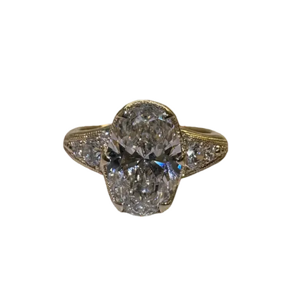 Gold and Lab Grown Oval Diamond Ring