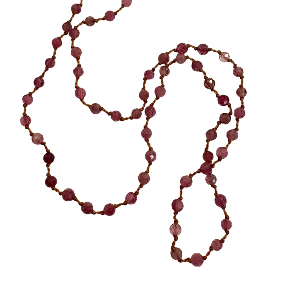 Pink Tourmaline Knotted Necklace
