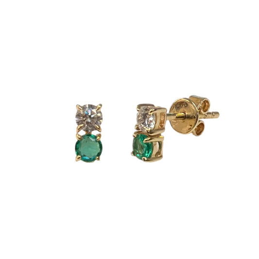 Diamond & Emerald Duo Studs