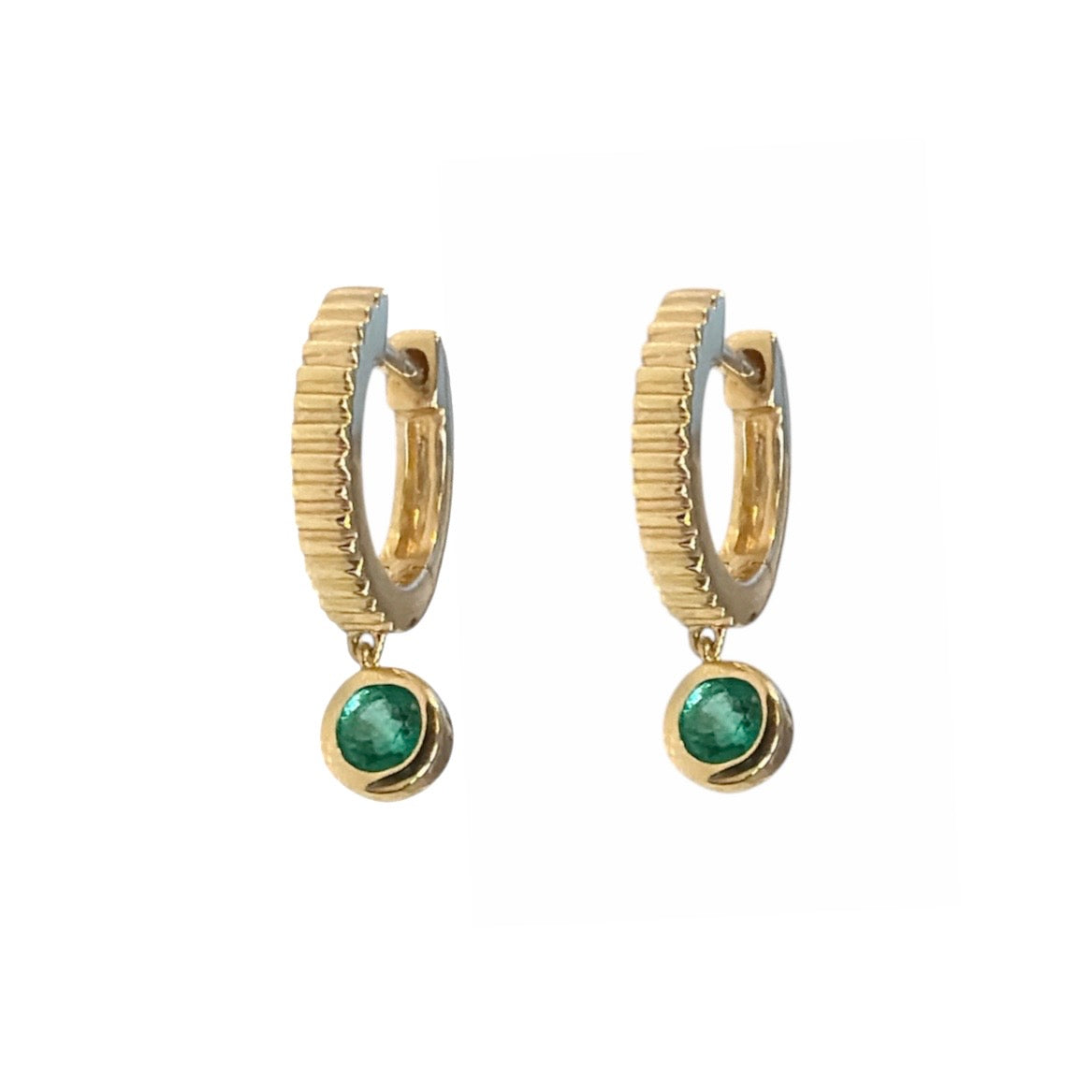 Emerald Dangle Huggies
