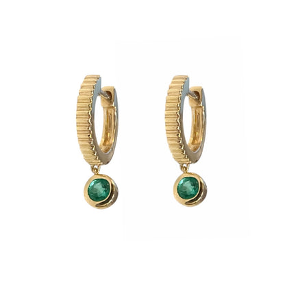 Emerald Dangle Huggies