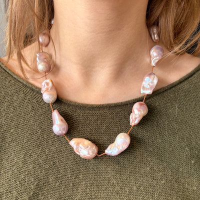 Pink Baroque Pearl Necklace
