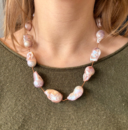 Pink Baroque Pearl Necklace