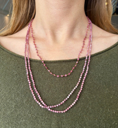 Pink Tourmaline Beaded Necklace
